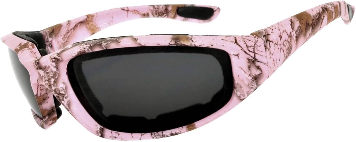 Womens Motorcycle Glasses Foam Padded Pink Frame Cycling Riding Glasses UV400 Polycarbonate Motorcycle Goggles for Women