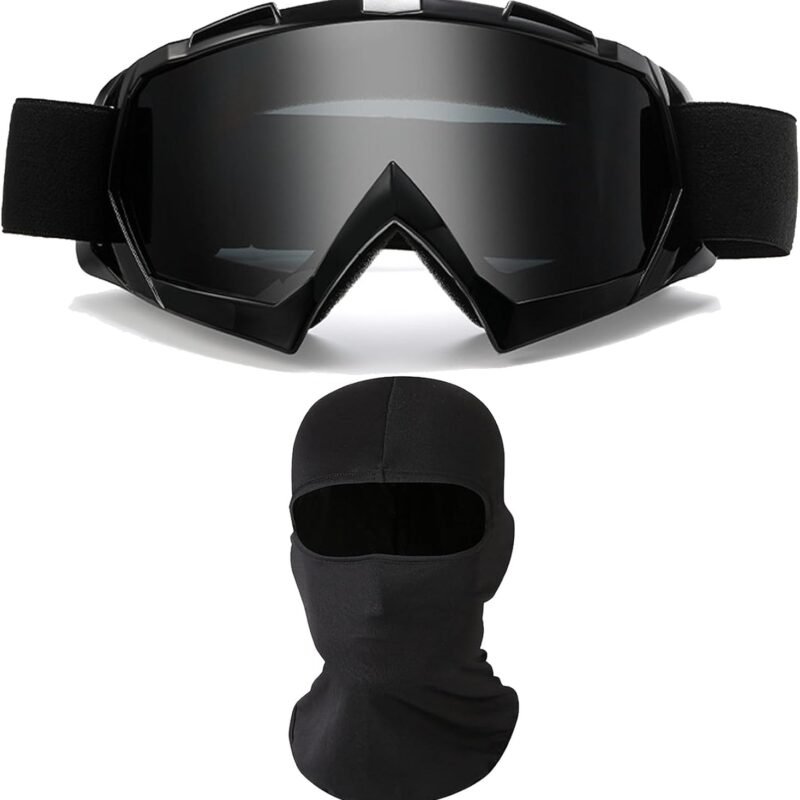 Motorcycle Goggles with Face Mask, Windproof Dirt Bike Racing Ski Goggles Protective Safety Glasses with Balaclava