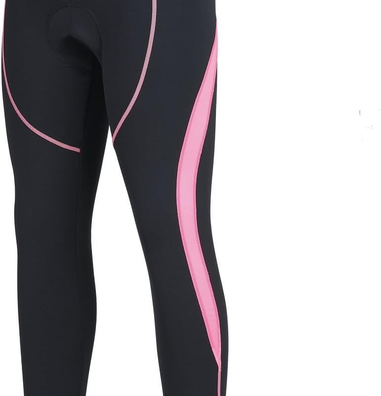 Women's Cycling Pants 3D Padded Compression Tight, Long Bike Bicycle Pants with Wide Waistband