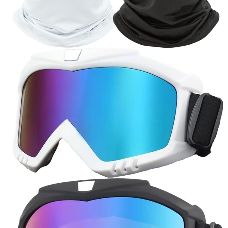 Dirt Bike Goggles, Motorcycle Goggles 2 Pack Goggles Riding Goggles Ski Goggles Windproof Glasses Racing Goggles