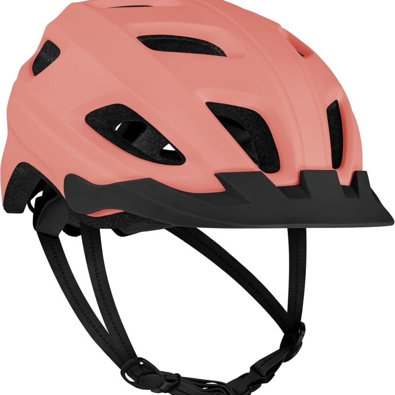 Bike Helmet with LED Safety Light Adjustable Dial & Removable Visor