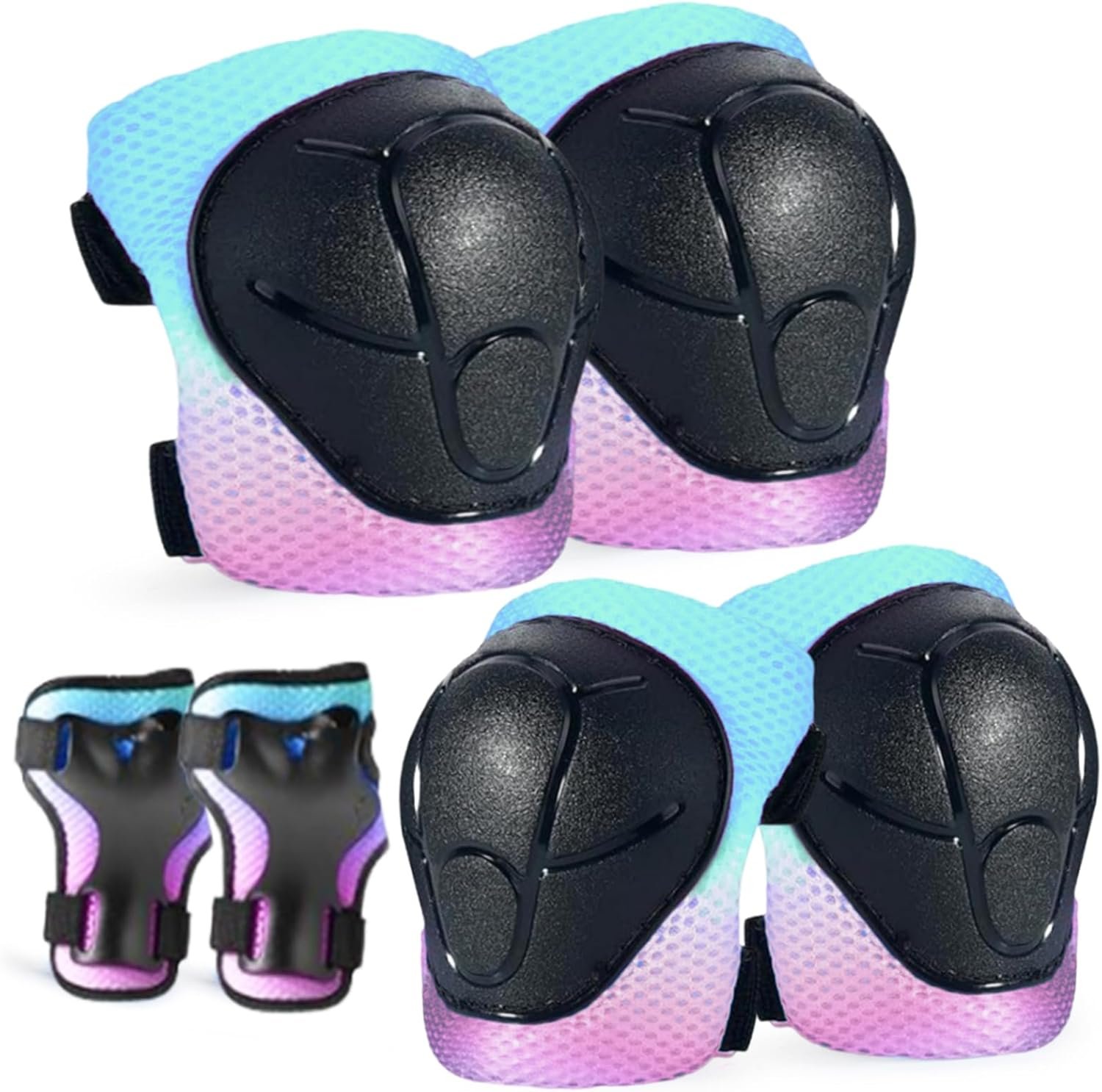 Kids/Youth Knee Pads and Elbow Pads Set for Kids 3-14 Years Boys Girls Protective Gear Set Adjustable Knee Pads, Elbow Pads, Wrist Guards Skateboard Skating Skiing Cycling Biking Running Scooter