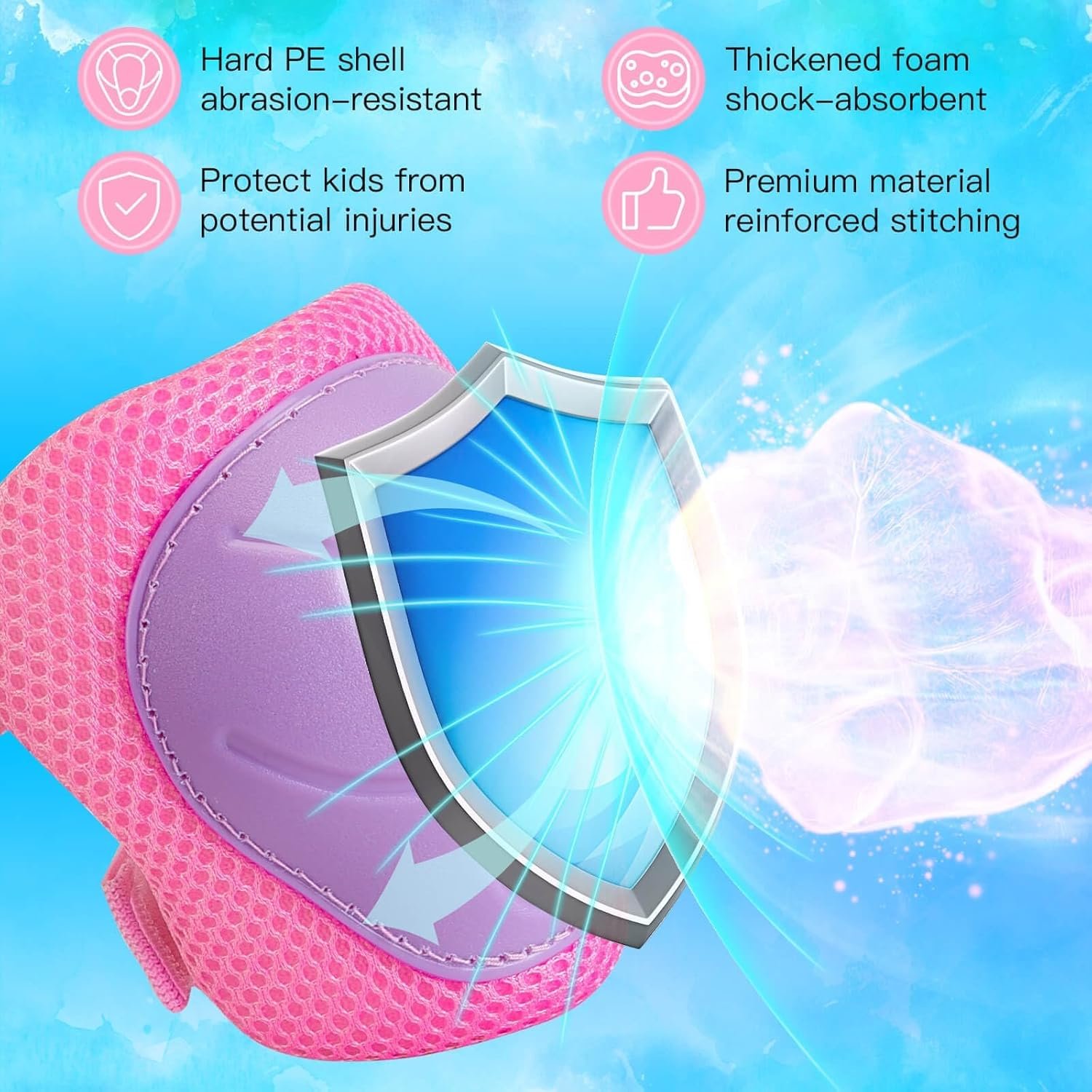 Knee Pads for Kids, Knee Pads and Elbow Pads Set Toddler 3-10 Years Protective Gear Set for Girls Boys with Wrist Guards for Skating Cycling Bike Rollerblading Scooter - Image 2