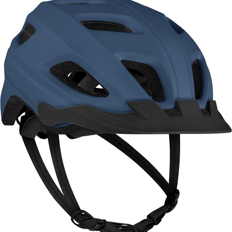 Bike Helmet with LED Safety Light Adjustable Dial & Removable Visor