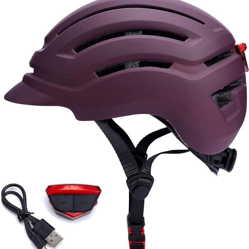 Adult Bike Helmet for Men Women, Mountain Road Bicycle Helmet with USB Rechargeable Taillight