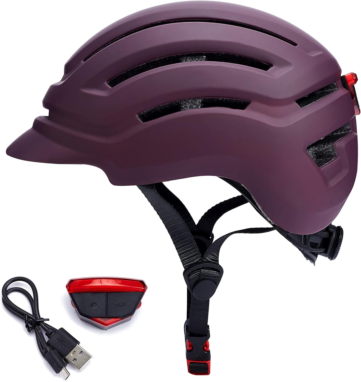 Adult Bike Helmet for Men Women, Mountain Road Bicycle Helmet with USB Rechargeable Taillight