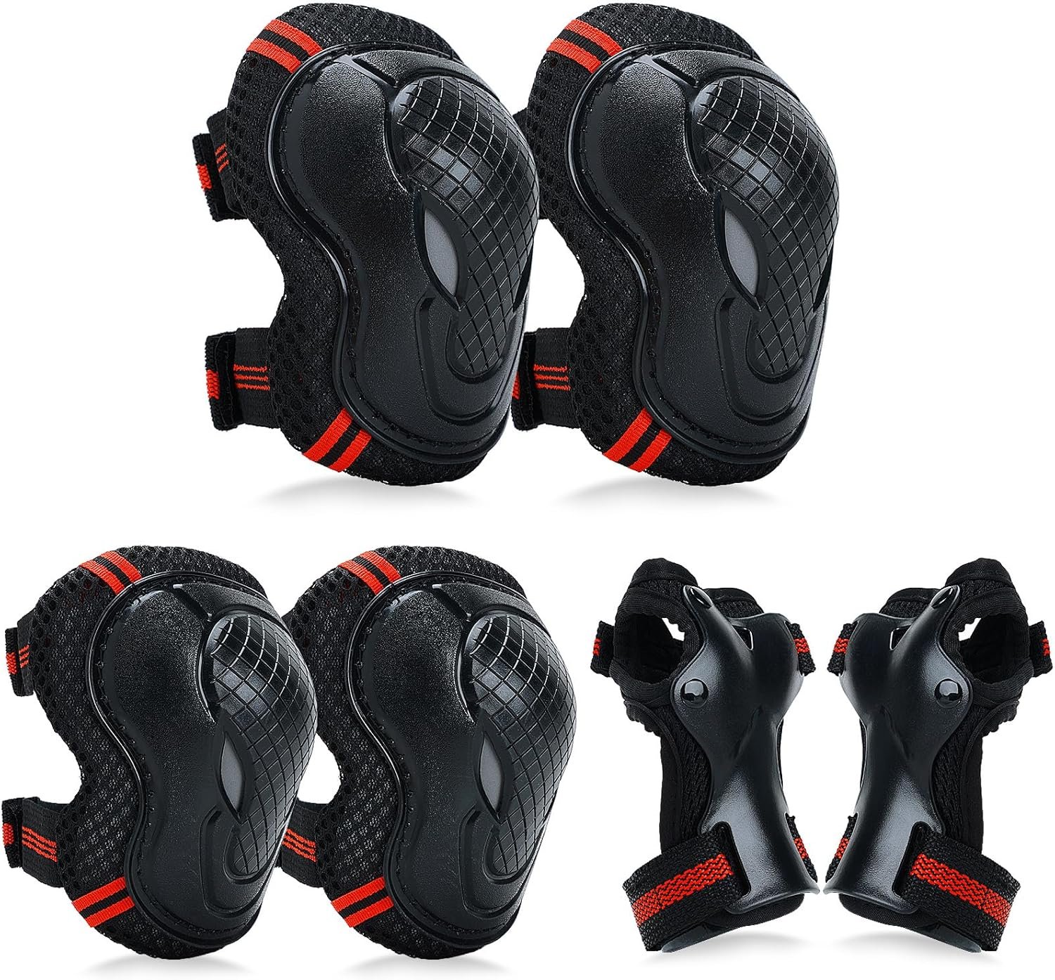 Adjustable Kids Knee Pads Elbow Pads Wrist Guards Set for 3-8 Years Child Protective Gear Set for Roller Skates,,Bike,Cycling, Skateboard, Inline Skating, Scooter Riding Sports,Football